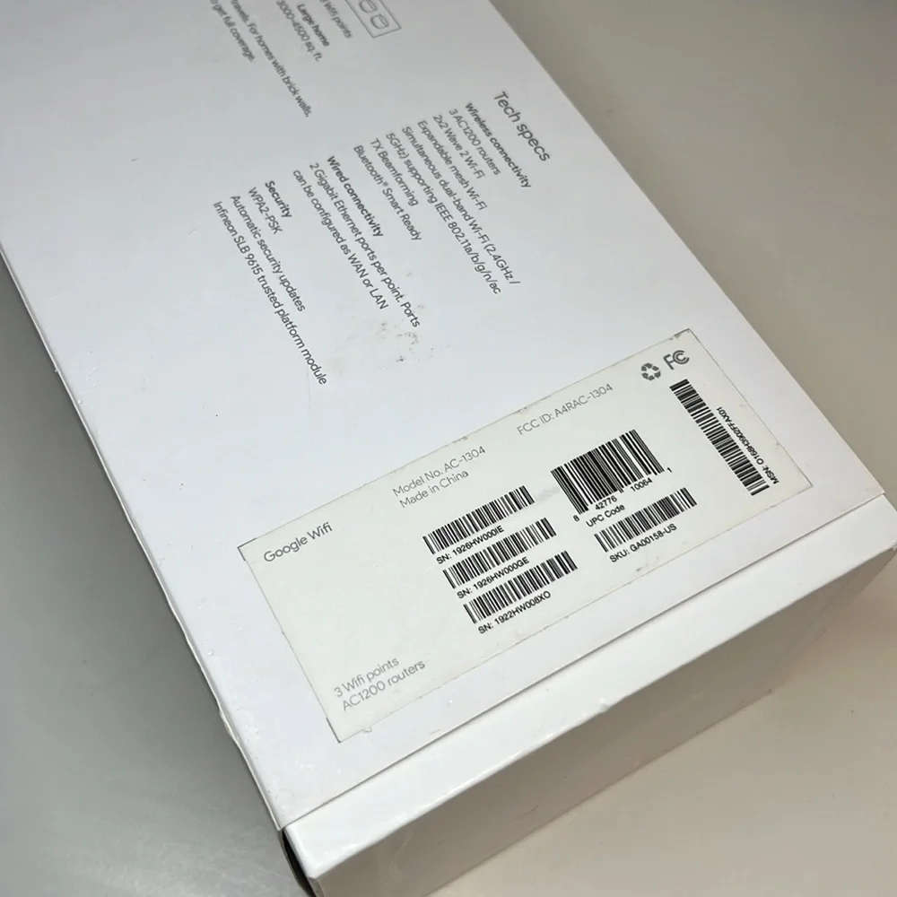 Google Nest Model AC-1304 Whole Home Wi-Fi Router set of 3 in White